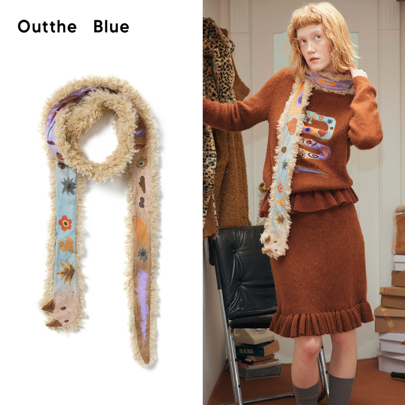 Outthe Blue Original Year of the Snake Print Eco-Friendly Fur Winter Warm Scarf for Women