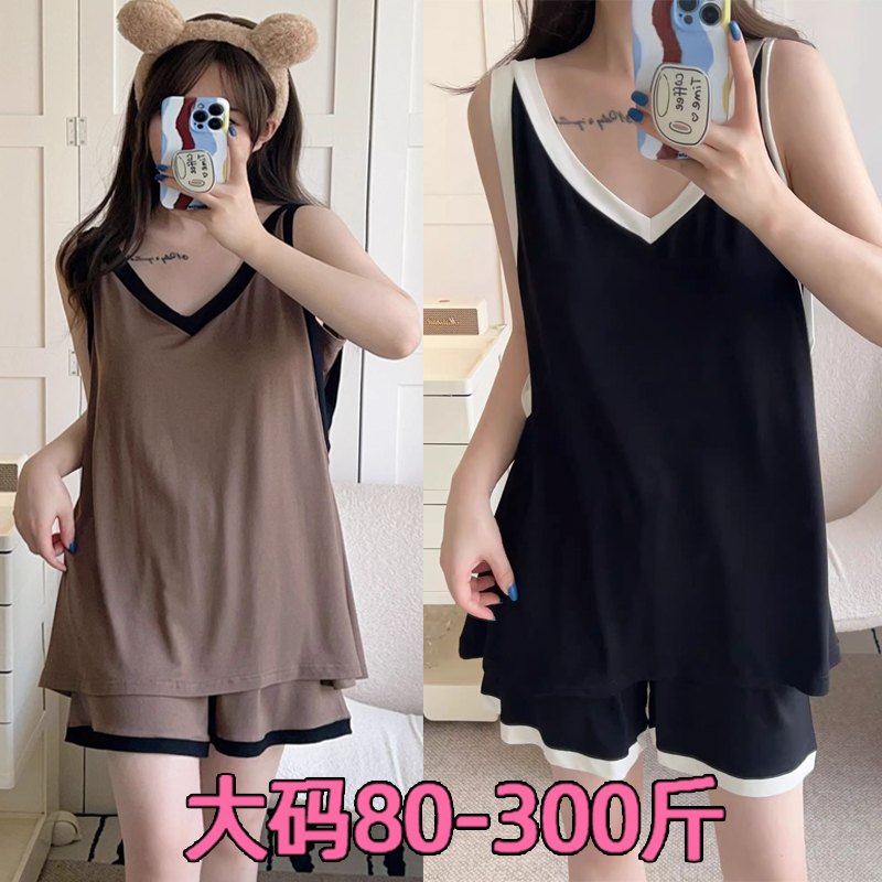 130kg Plus Size Sports Thin Vest and Shorts Set for Women, Summer, Fat Mm240, Casual, Loose, Cool, Home Wear