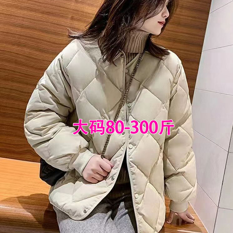 150kg Plus Size Autumn and Winter Quilted Loose Cotton Jacket for Women, Korean Style, Slimming, Casual, Versatile, Lightweight Coat for Chubby Girls 240