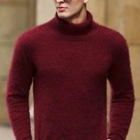 Áo len nam cổ cao 2018 thu đông mới áo nhung dày nguyên chất Slim ngắn đoạn cashmere áo len cỡ lớn áo khoác gió nam