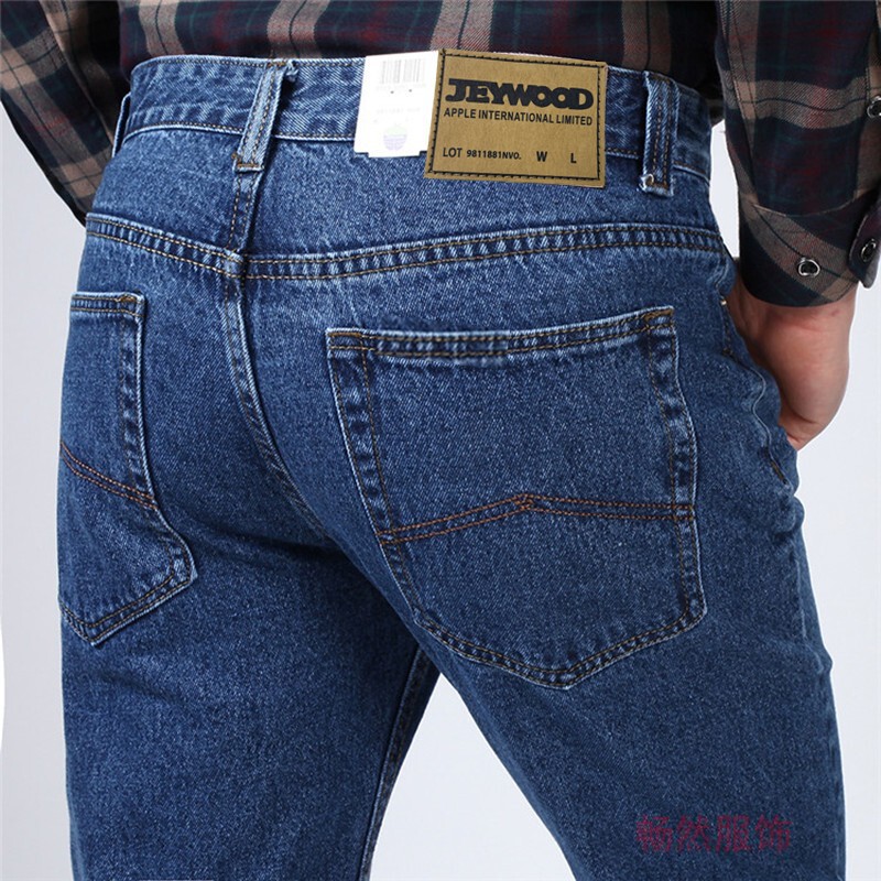 Spring and Autumn Apple Jeans for Men, Straight Leg, Loose Fit, Classic Pure Cotton, Non-Stretch, Casual, High Waist, Middle-Aged and Elderly Dad's Wear, Spring and Summer
