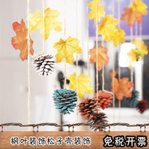 Autumn Atmosphere Placement Maple Leaf Decoration Pine Subshell Decoration Kindergarten Autumn Themed Ring Innovation Materials Classroom Hangings