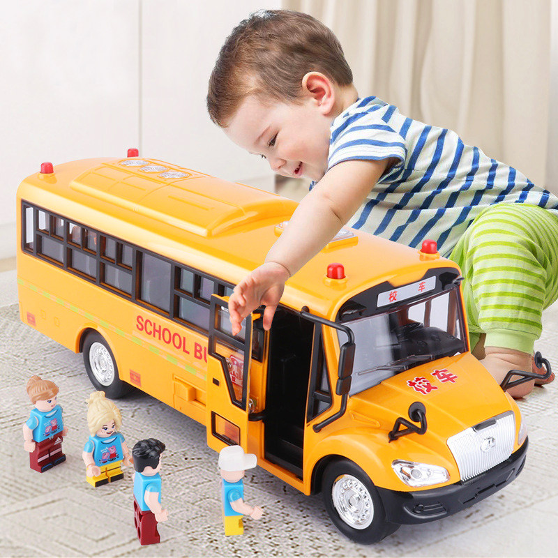 School bus toy boy's large toy car alloy car model bus Campus bus bus