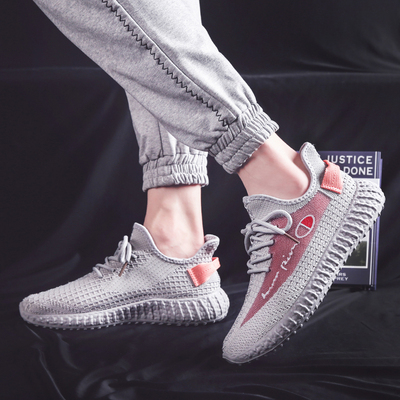 夏季国潮男鞋个性运动飞织t透气网面鞋