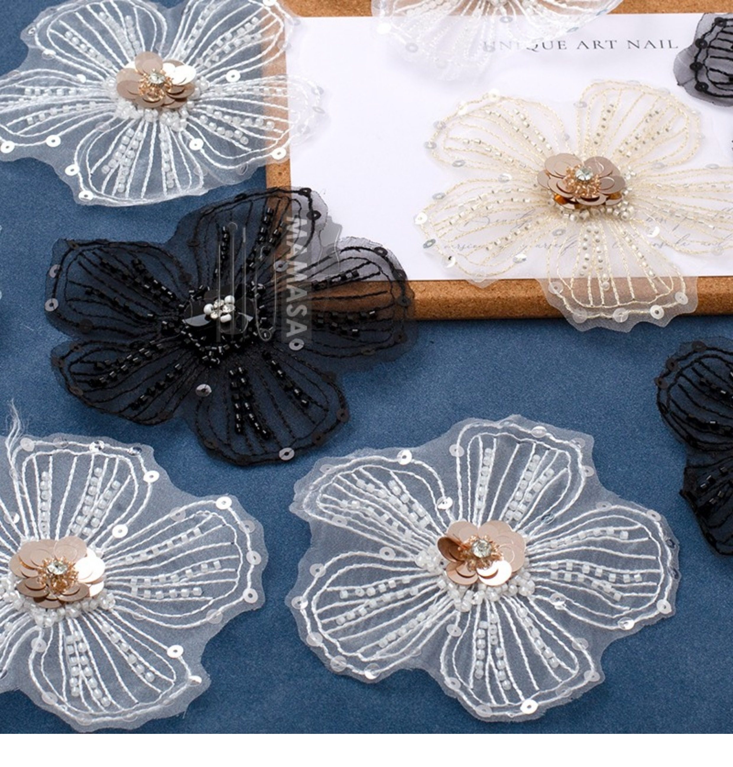 4 piece sparkly beaded flowers handmade lace applique sweater dress  accessories - AliExpress 15
