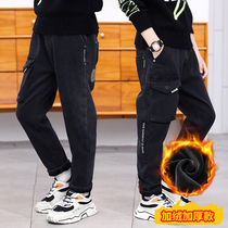 Childrens clothing boys autumn pants 2020 new middle and Big Boy autumn and winter foreign style plus velvet padded trousers tide