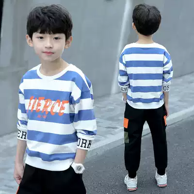 Children's clothes boys' T-shirt 2021 new autumn middle boy foreign style long sleeve jacket sweater Spring Autumn Tide