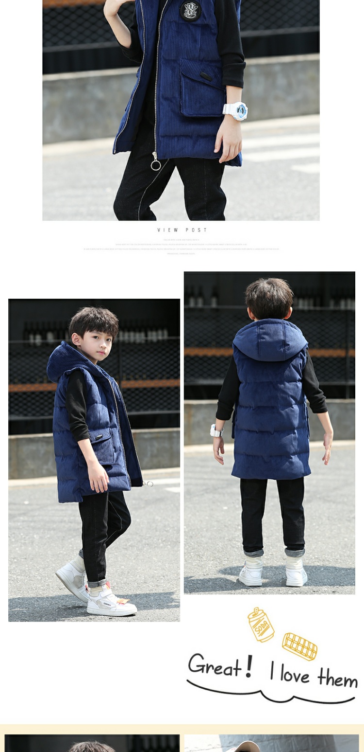 2018 trẻ em mới mùa xuân và mùa thu lớn trẻ em cotton vest nam trùm đầu áo nhung kẻ dây kéo thời trang Hàn Quốc phiên bản thủy triều áo gile trẻ sơ sinh