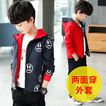 Boy jacket 2020 Autumn Fashion new children Leisure Lions Two sides wearing CUHK Fashion Jacket Han Edition Tide