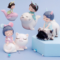 ins Cute girl Boy Couple Cat Pug dog Cat baby Resin decoration cake decoration gift