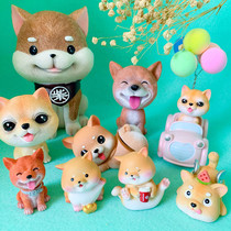 Net Red Dog Akita cute firewood dog car swing resin money can decoration to send boys and girls birthday gifts