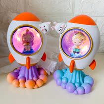 Couple space rocket night light starry sky style cartoon creative bedside desktop ornaments to send students birthday gifts