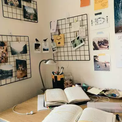 Iron mesh grid photo wall ins Nordic girl decoration iron frame dormitory shelf diy Net red photo frame