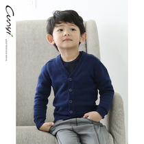 Chunyi Liangpin childrens clothing boys knitted cardigan childrens spring and autumn basic cotton sweater middle and large childrens comfortable jacket