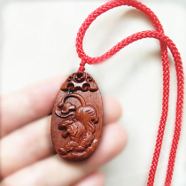 Tiger Jinghui peach wood tiger pendant necklace key chain pendant wood carving wooden tiger genus peach wood tiger