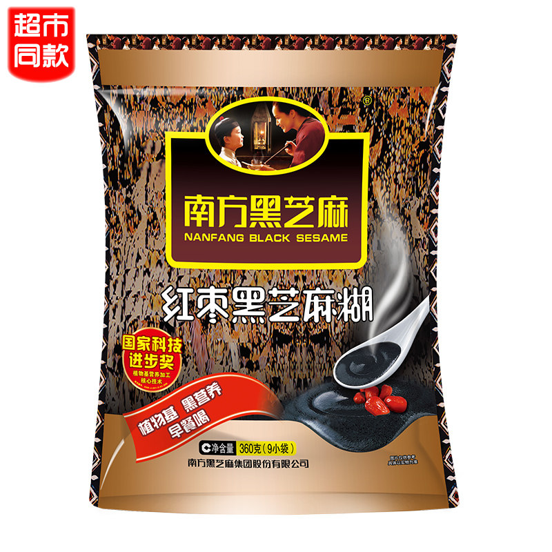 Southern black sesame red jujube taste ready - to - eat brew beverage nutritional grain for breakfast food 360g independent bag bag