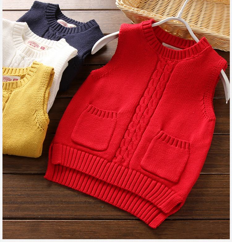 Quần áo trẻ em trai vest bé gái đan áo len trẻ em cổ tròn áo len len vest bé bé vest thủy triều áo gile cho bé trai sơ sinh