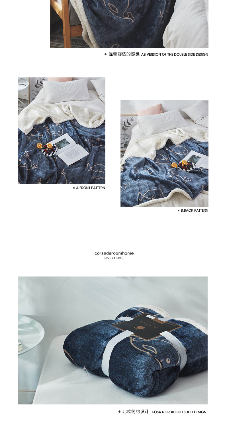 Corsa Bắc Âu thời trang cashmere flannel chăn thú chăn hai mặt đơn giản chợp mắt lười biếng chăn thảm - Ném / Chăn chăn long cừu