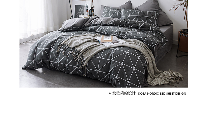 ins nordic dệt giường ngủ ở một gia đình bốn mạng đơn giản đỏ ba mảnh chăn 1.8m khăn trải giường chăn Mikasa - Bộ đồ giường bốn mảnh chăn ga gối đẹp