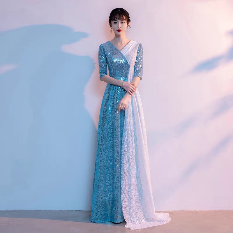 New Sequined Chorus Performance Clothing Women's Long Skirt Host Conductor Red Song Banquet Evening Dress Toast Clothing Slim Fit New Sequined Chorus Performance Clothing Women's Long Skirt Host Conductor Red Song Banquet Evening Dress Toast Clothing Slim Fit