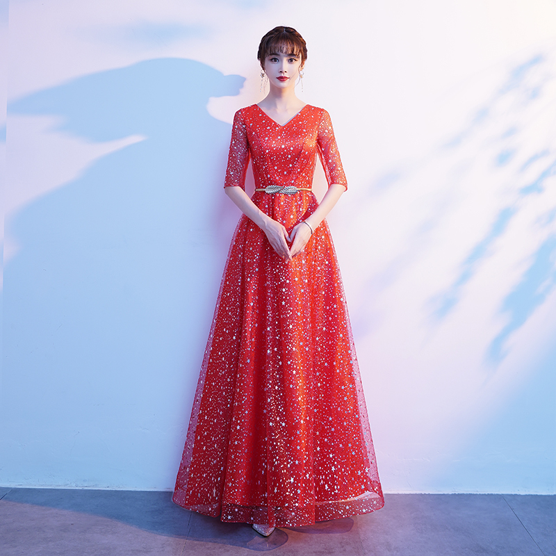 Starry Sky Chorus Performance Costumes Women's Adult Suit Dress Choir Evening Dress Student Red Song Competition Costume Starry Sky Chorus Performance Costumes Women's Adult Suit Dress Choir Evening Dress Student Red Song Competition Costume