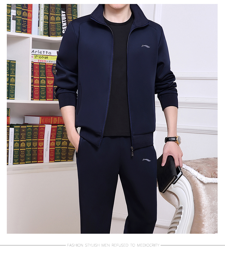 Mùa xuân 2019 Li Ning bộ đồ thể thao trung niên dành cho nam ba mảnh mùa xuân và mùa thu - Thể thao sau áo thể thao nữ adidas