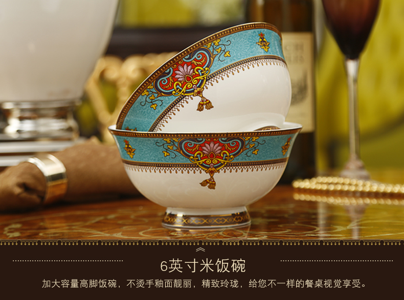 Western region character and style home outfit dishes tangshan bowls of ipads plate combination Korean Chinese creative gift porcelain