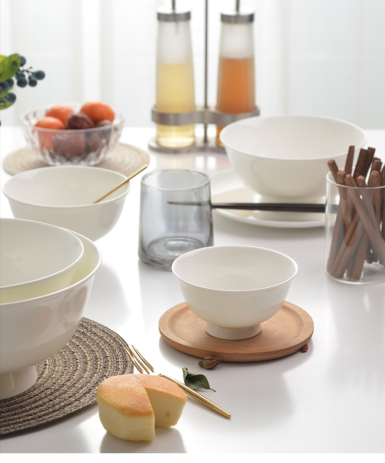 Pure white ipads bowls 4.5 inch footed bowl of household ceramic bowl of rice bowls porringer mercifully rainbow such use cutlery set