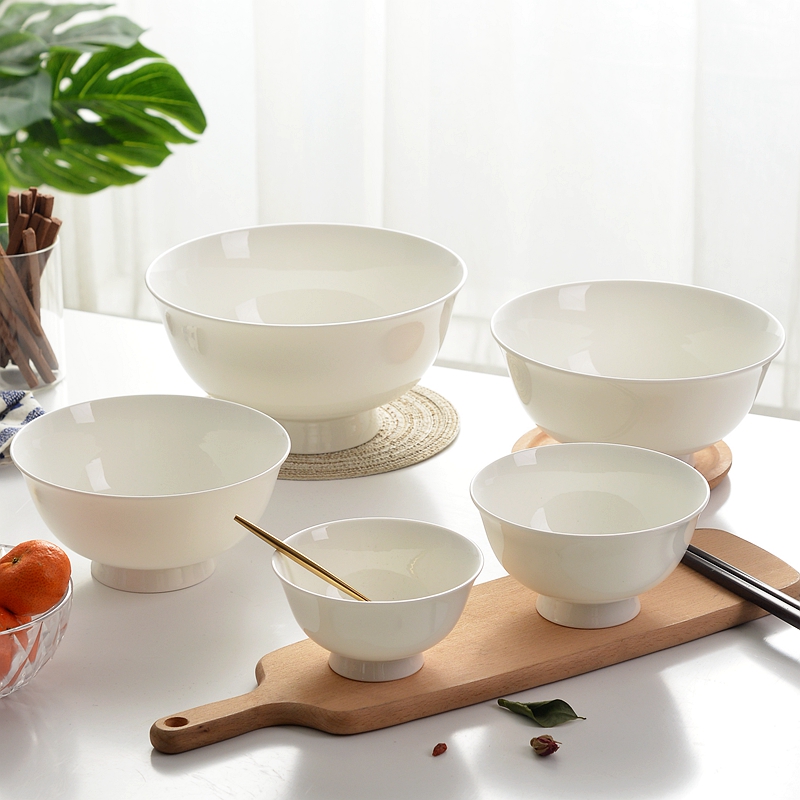 Pure white ipads bowls 4.5 inch footed bowl of household ceramic bowl of rice bowls porringer mercifully rainbow such use cutlery set