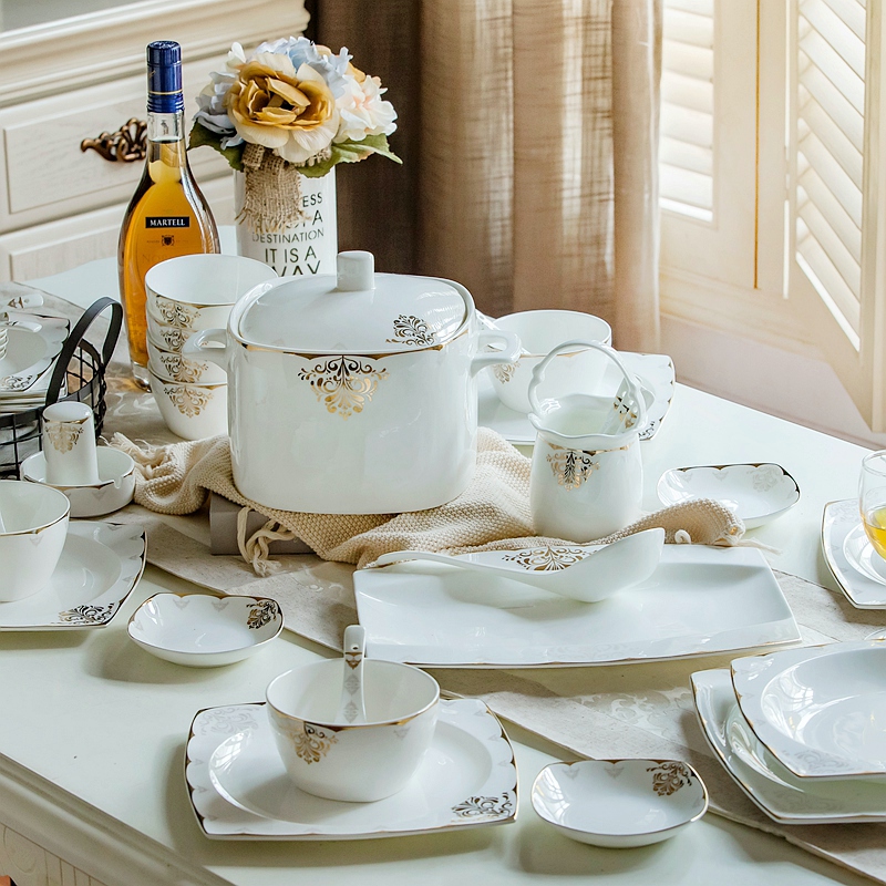 Dishes suit household European dish bowl suit Dishes contracted jobs wedding gift ipads China tableware suit