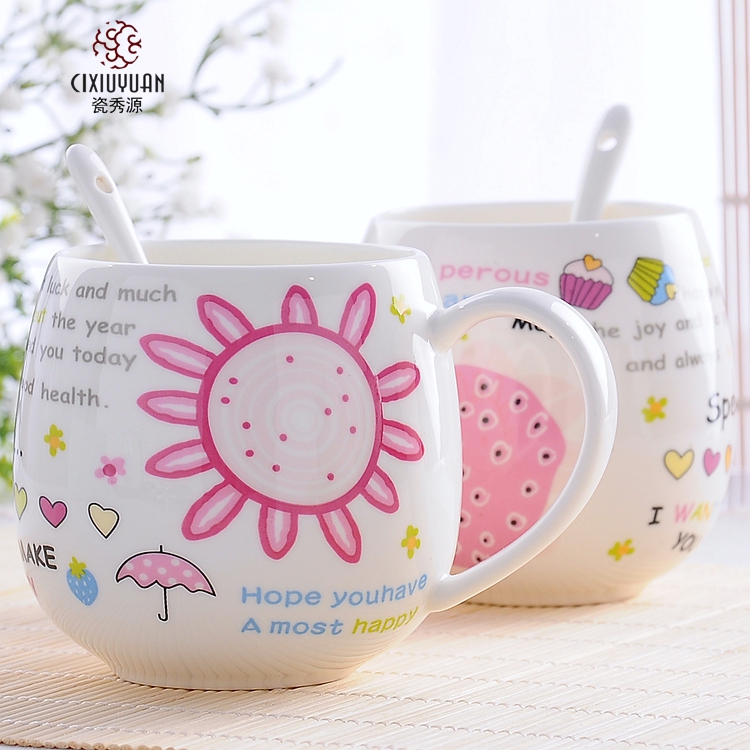 Porcelain show the source of creative mark cup glass ceramic cup couples lovely ipads China cups of coffee cup of milk a cup of tea cups