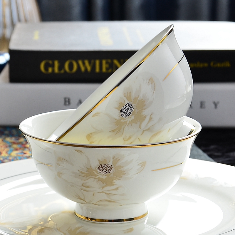 Tangshan ipads porcelain tableware dishes suit household combined European ceramic bowl chopsticks job simple Chinese dishes