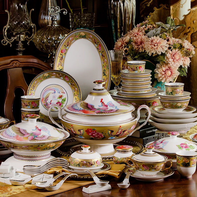 Dishes suit household jingdezhen European - style ipads porcelain tableware suit 67 gift porcelain Dishes combination of eating the food