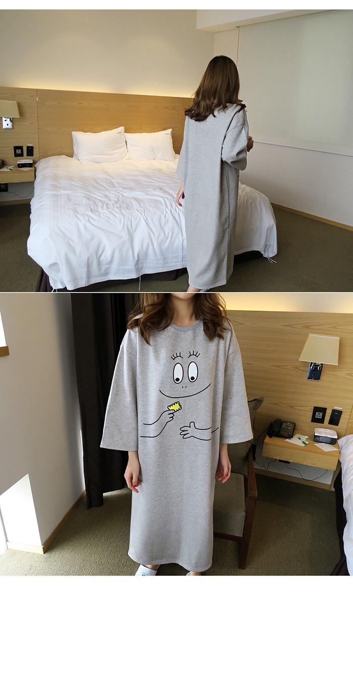 Váy ngủ dài tay nữ mùa xuân và mùa thu cotton dài Phần phiên bản Hàn Quốc XL lỏng học sinh có thể mặc đồ ngủ mùa đông phục vụ tại nhà váy ngủ đẹp
