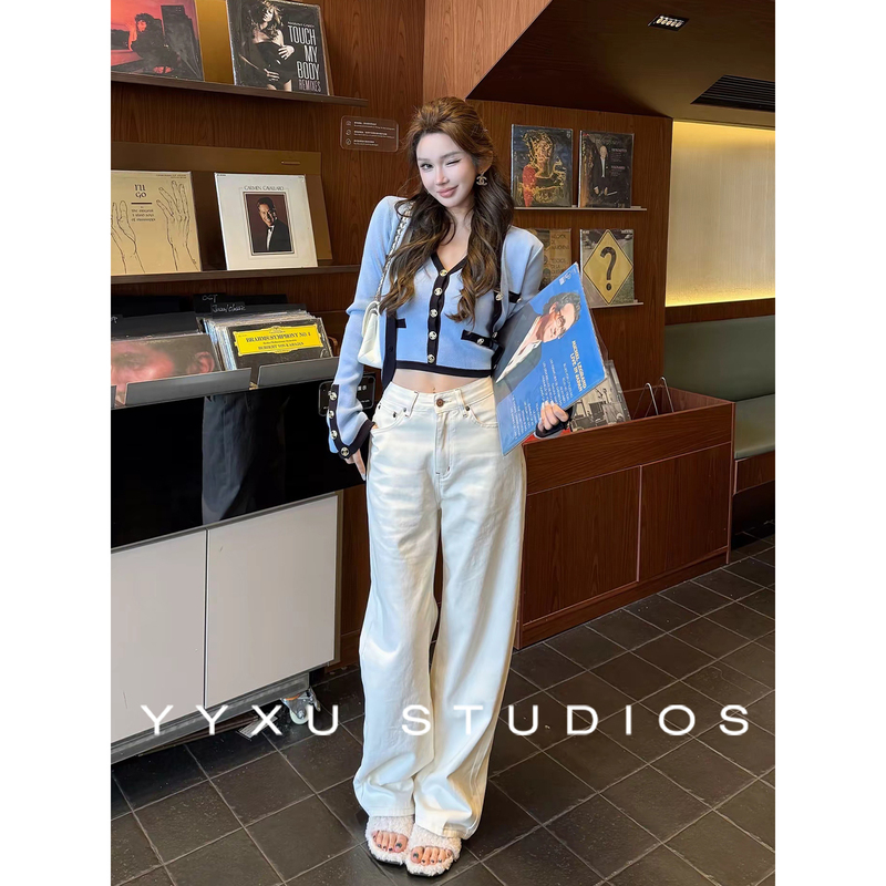 Xu Yuanyuan [Long Legs Project] American Retro Jeans with Drape, Loose Casual Straight-Leg Pants for Women Nk0971