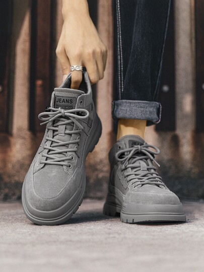 Martin boots men's 2025 new autumn British style mid-top short boots casual work shoes winter high-top plus velvet cotton shoes