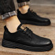 Men's Leather Shoes Spring 2026 Genuine Leather British Style Business Casual Black Sports Soft Sole Low-top Martin Shoes