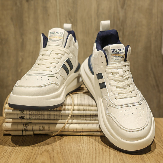 High-top shoes for men in spring, trendy casual sports, high-top small white sneakers for men, winter velvet warm cotton shoes