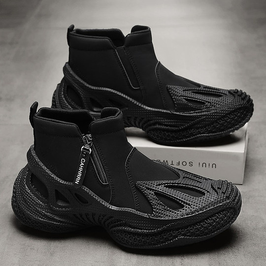 High-top shoes for men in spring, increased thick-soled casual sports dad retro-style desert workwear rhubarb Martin boots