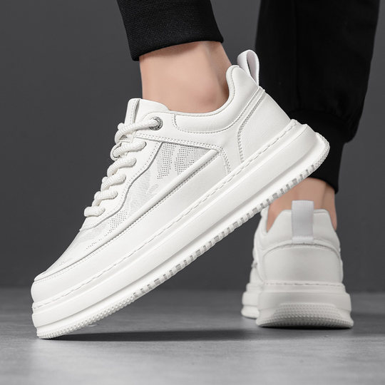 Men's Shoes 2026 New Spring Trendy Versatile Thick-Soled Casual Men's Internet Celebrity Popular Sports Soft-Soled White Sneakers