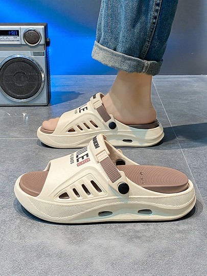 拖鞋男夏季外穿潮牌踩屎感防水防滑海边沙滩一字凉拖户外两用凉鞋