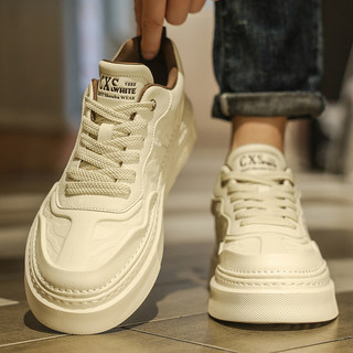 Men's White Sneakers 2026 New Spring Versatile Casual Sports Trendy Brand High-End Mcqueen Thick-Soled Height-Increasing Sneakers