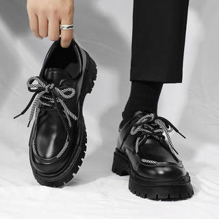 Men's Shoes 2026 New Spring Black British Style Casual Leather Shoes Men's Sports Business Formal Large Toe Derby Shoes
