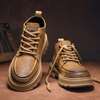 Martin Boots for Men 2025 New Winter British Style Retro Short Boots High-Top Genuine Leather Casual Height-Increasing American Work Shoes