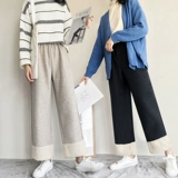 Шерстяные демисезонные ретро штаны для школьников, свободный прямой крой, высокая талия