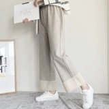 Шерстяные демисезонные ретро штаны для школьников, свободный прямой крой, высокая талия