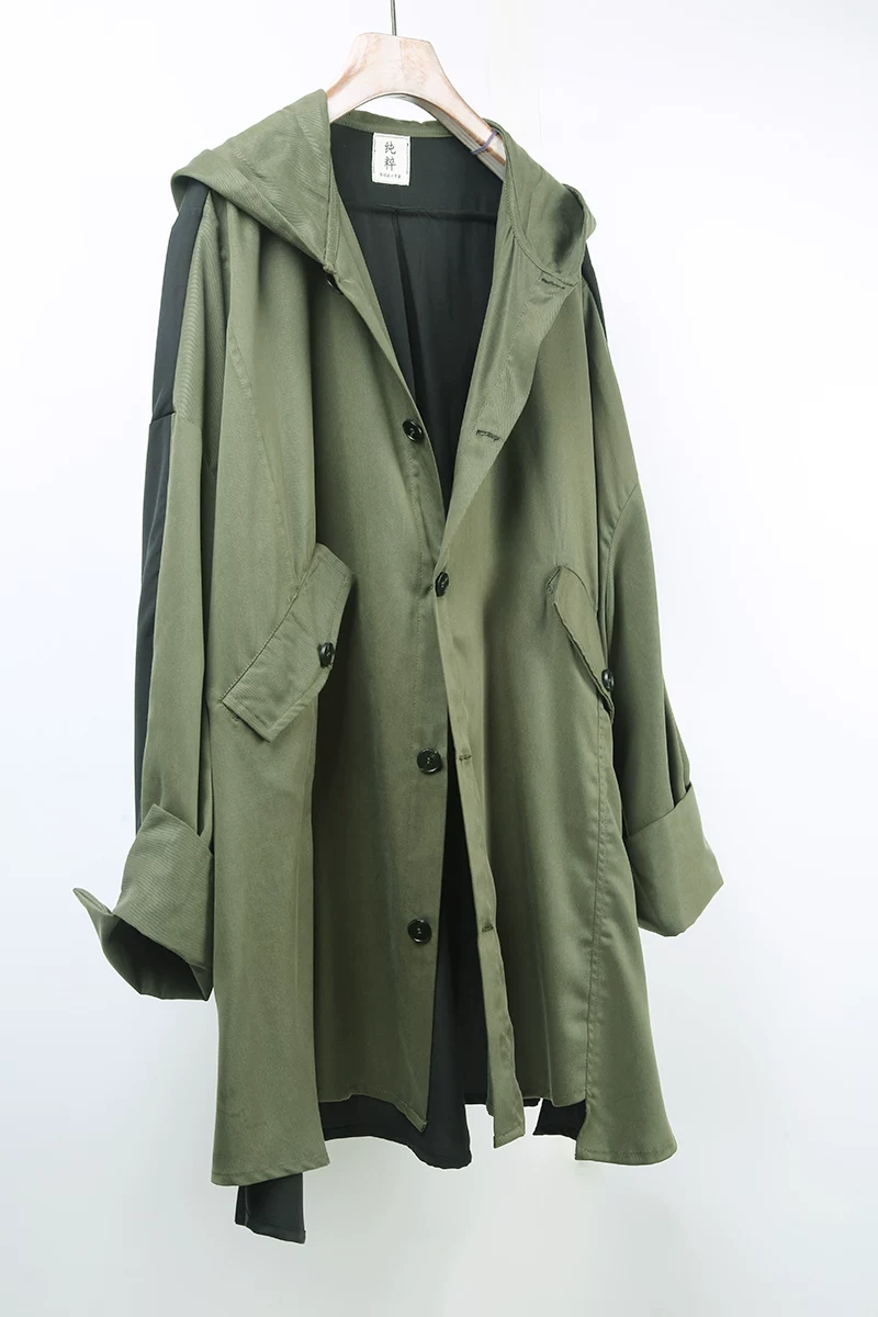 Брендовый trench coat, ретро японский медный худи, британский стиль, оверсайз