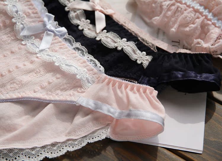 [] Nhật Bản nguyên chất cotton công sở nặng ren cô gái ngọt ngào không có vành ngủ đồ lót bra set 188 đồ lót đẹp