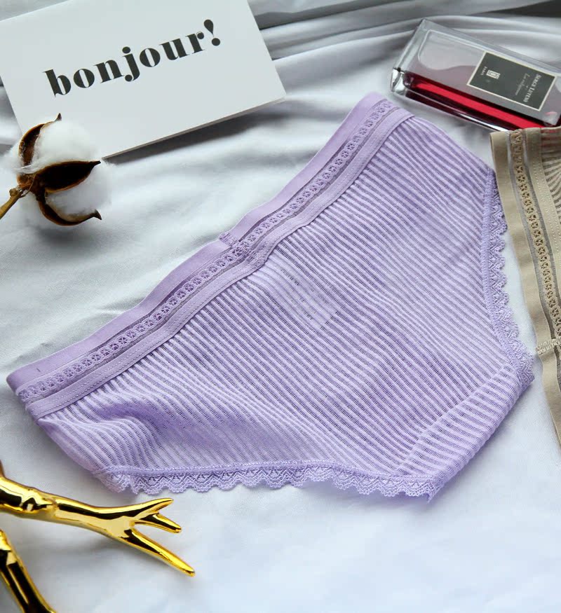 Đinh hương lanh openwork ren eo lưới thoáng khí cotton tam giác eo thấp đồ lót nữ 122 quần lót lọt khe xuyên thấu