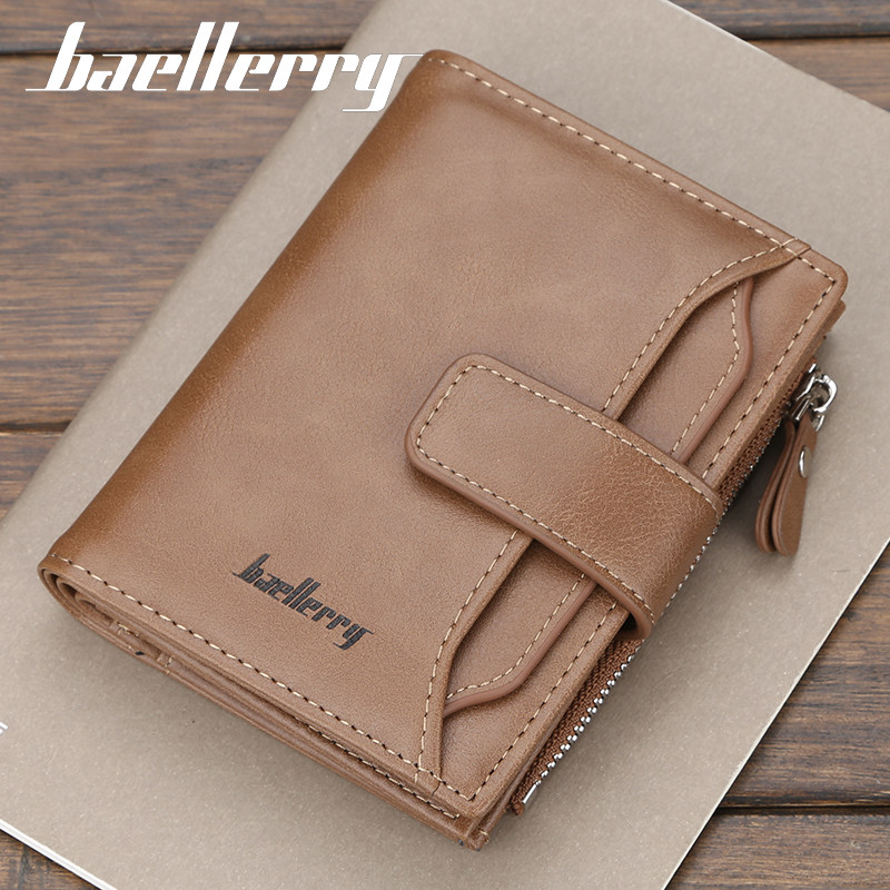 Men's wallet Male Short-style Versatile Driving License Leather Clip Stylish Pull Chain Buckle Youth Multi-Blocking Money Clip